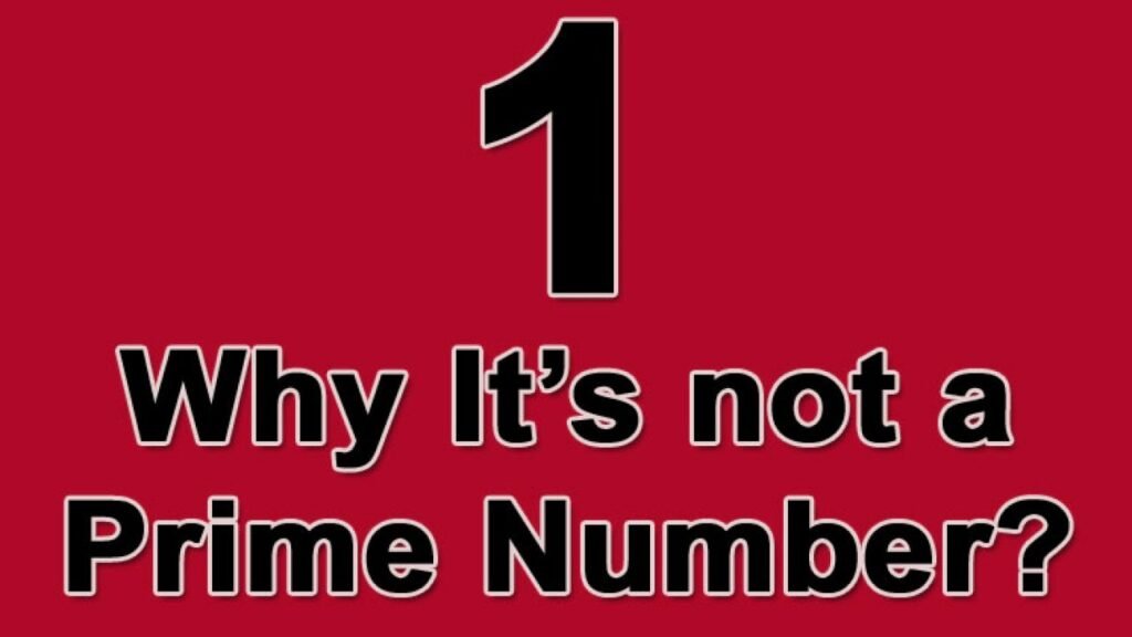 Why one is not a prime number: Prime numbers explained | HeLovesMath Red background with large black number 1 and text "Why it's not a Prime Number?" — educational graphic explaining why 1 is not prime.