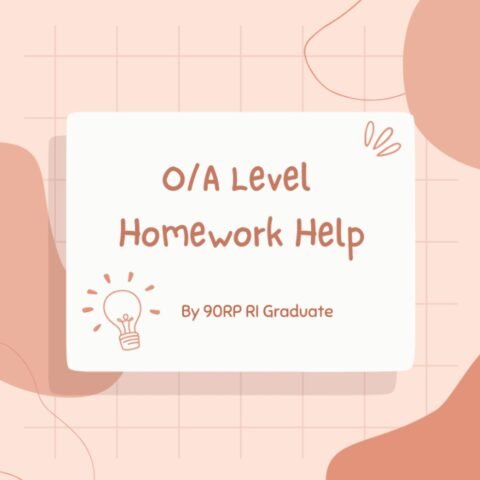 A Level - HomeWork | HeLovesMath O/A Level Homework Help banner with light bulb icon and text by 90RP RI Graduate on pastel grid background