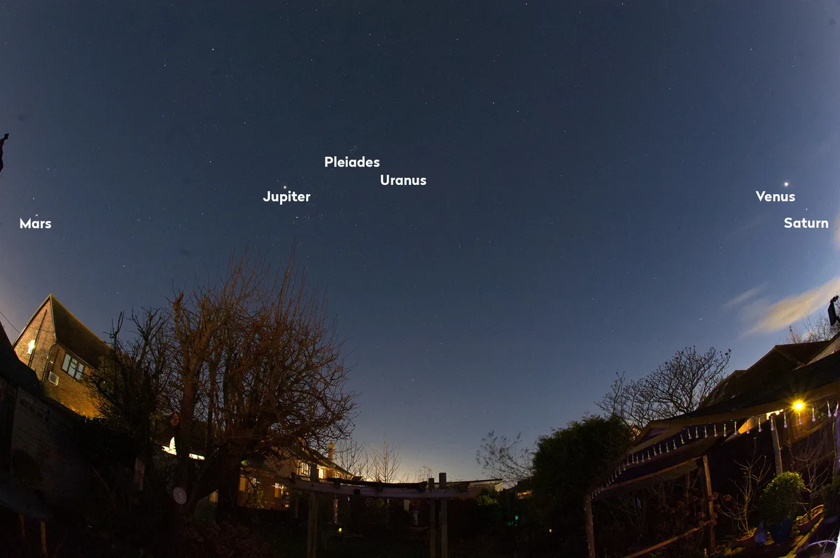 Bright stars next to the Moon on February? Venus and Saturn.