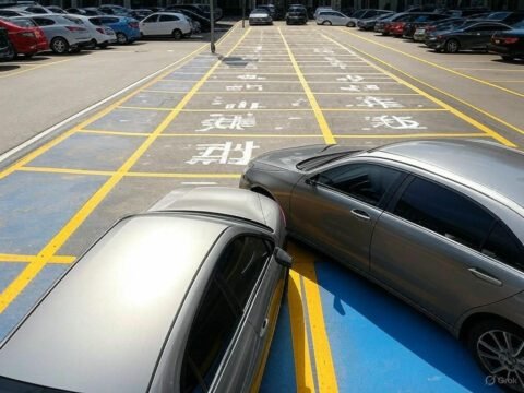 Can You Solve This Parking Space Puzzle That Went Viral in Hong Kong? | HeLovesMath Viral parking lot puzzle from Hong Kong showing a silver car parked across yellow lines with numbered parking spaces forming a math sequence – HeLovesMath.com