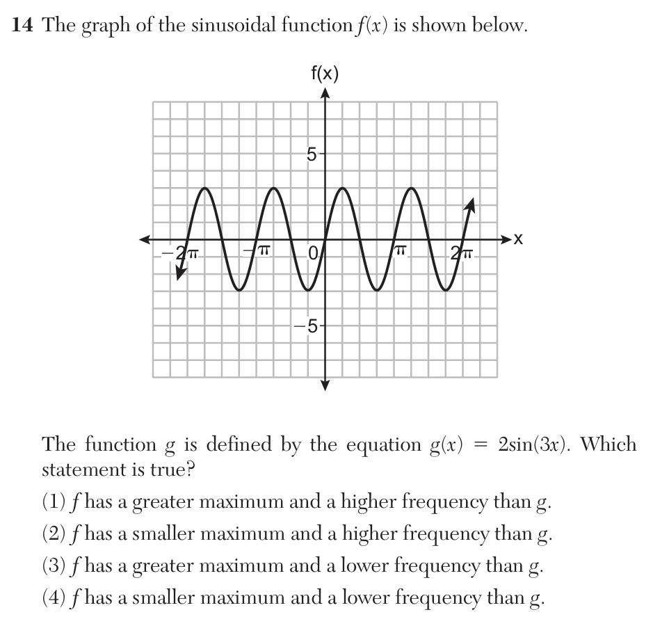 Original June 2026 Algebra II Regents question 14, exam page 9