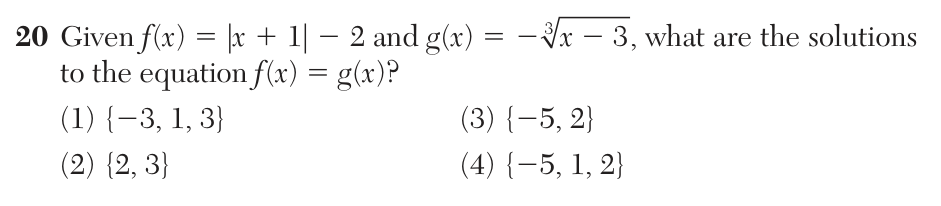 Original June 2026 Algebra II Regents question 20, exam page 11