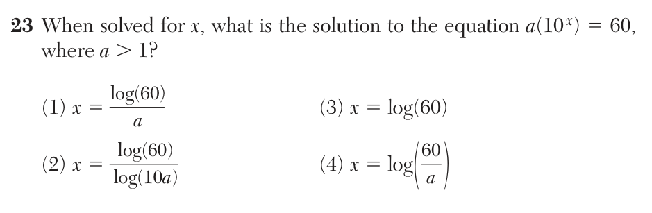 Original June 2026 Algebra II Regents question 23, exam page 12