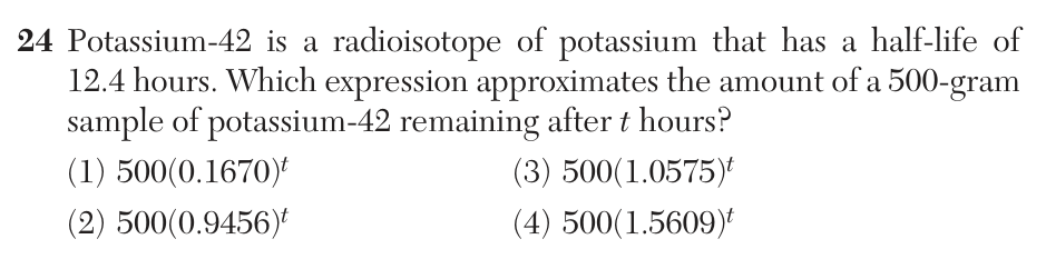 Original June 2026 Algebra II Regents question 24, exam page 12