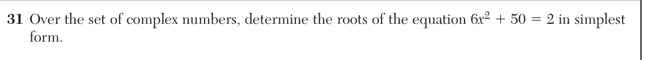 Original June 2026 Algebra II Regents question 31, exam page 19