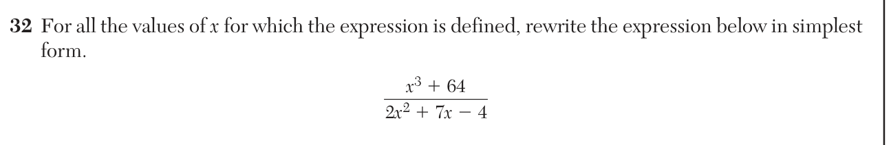 Original June 2026 Algebra II Regents question 32, exam page 20