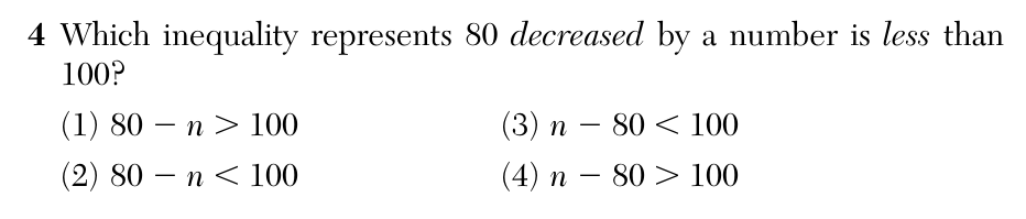 Original August 2026 Algebra I Regents question 4, exam page 2