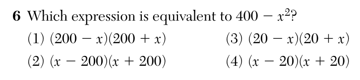 Original August 2026 Algebra I Regents question 6, exam page 3