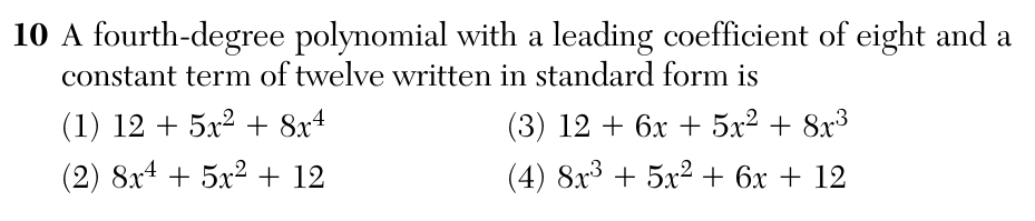 Original August 2026 Algebra I Regents question 10, exam page 4