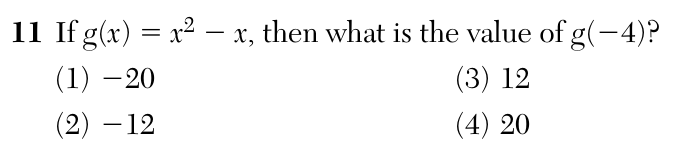 Original August 2026 Algebra I Regents question 11, exam page 4