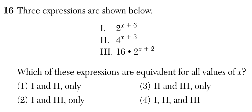 Original August 2026 Algebra I Regents question 16, exam page 6