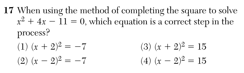 Original August 2026 Algebra I Regents question 17, exam page 6