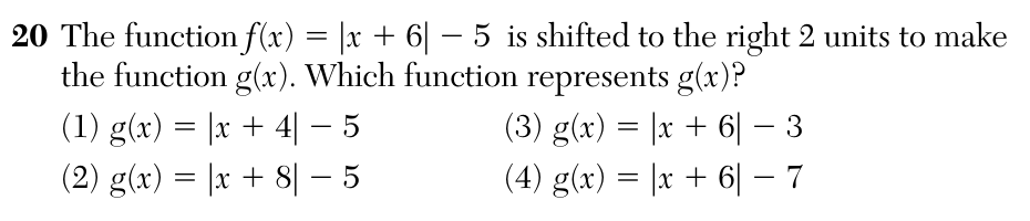 Original August 2026 Algebra I Regents question 20, exam page 7