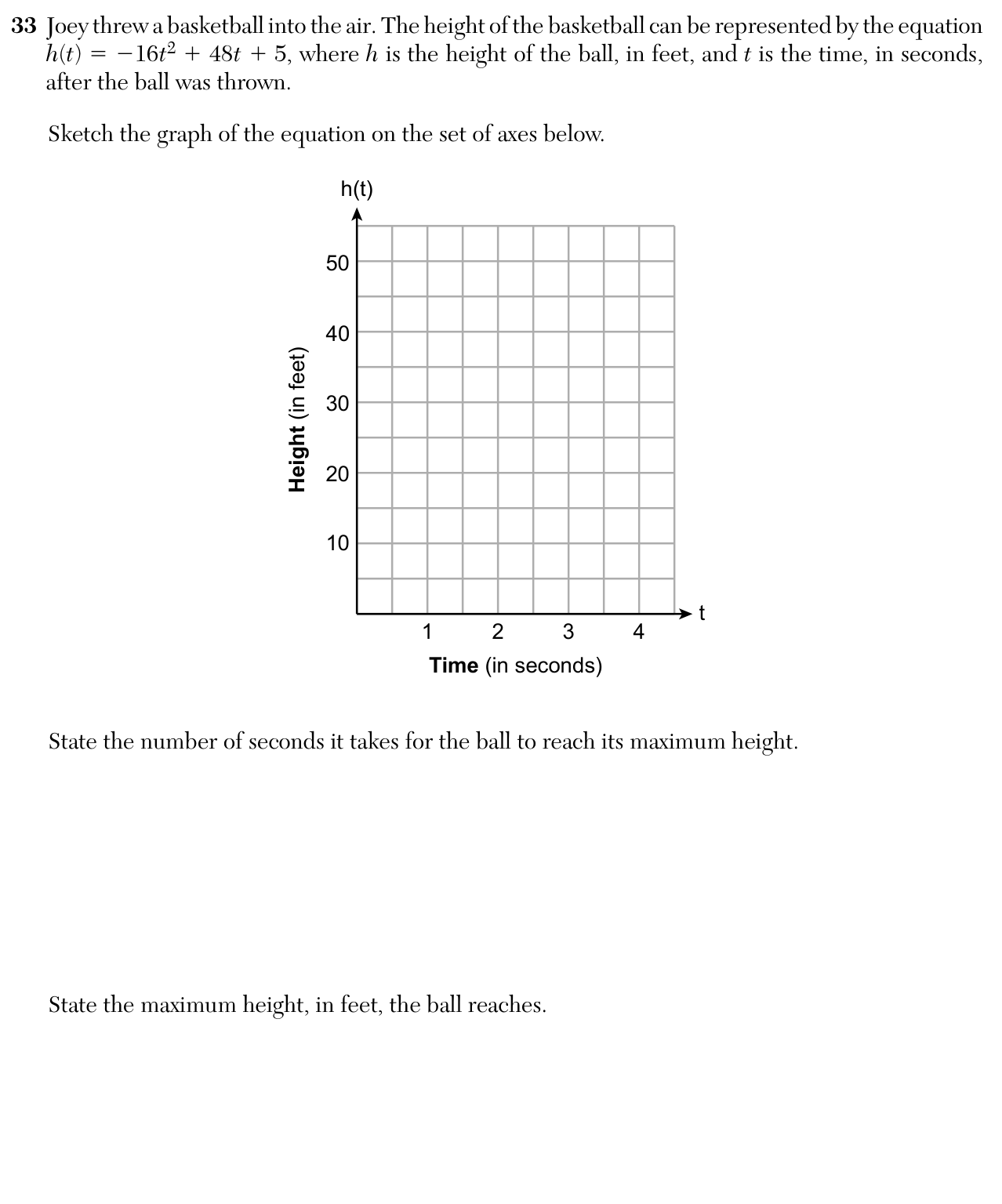 Original August 2026 Algebra I Regents question 33, exam page 17