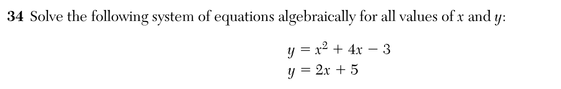 Original August 2026 Algebra I Regents question 34, exam page 18