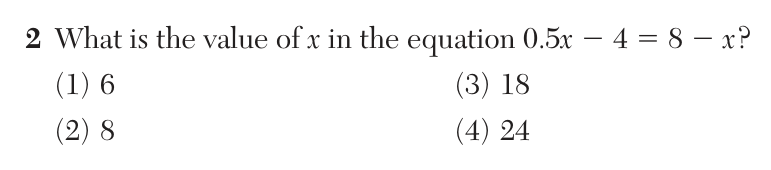 Original June 2026 Algebra I Regents question 2, exam page 2