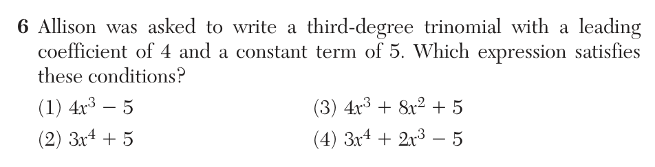Original June 2026 Algebra I Regents question 6, exam page 3