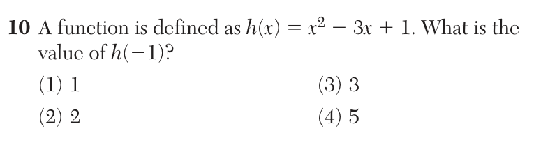 Original June 2026 Algebra I Regents question 10, exam page 4