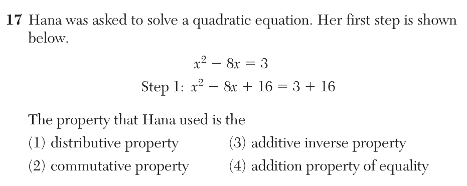 Original June 2026 Algebra I Regents question 17, exam page 6