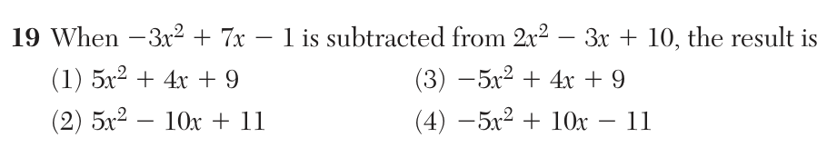 Original June 2026 Algebra I Regents question 19, exam page 6