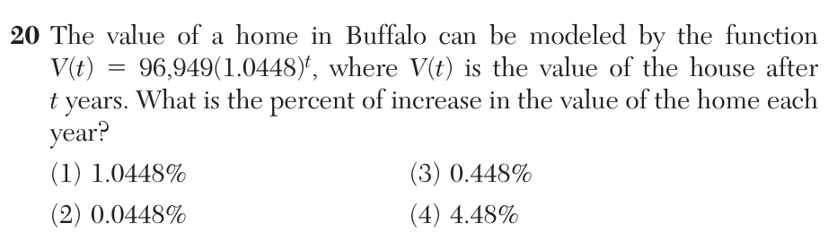 Original June 2026 Algebra I Regents question 20, exam page 6