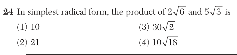 Original June 2026 Algebra I Regents question 24, exam page 7