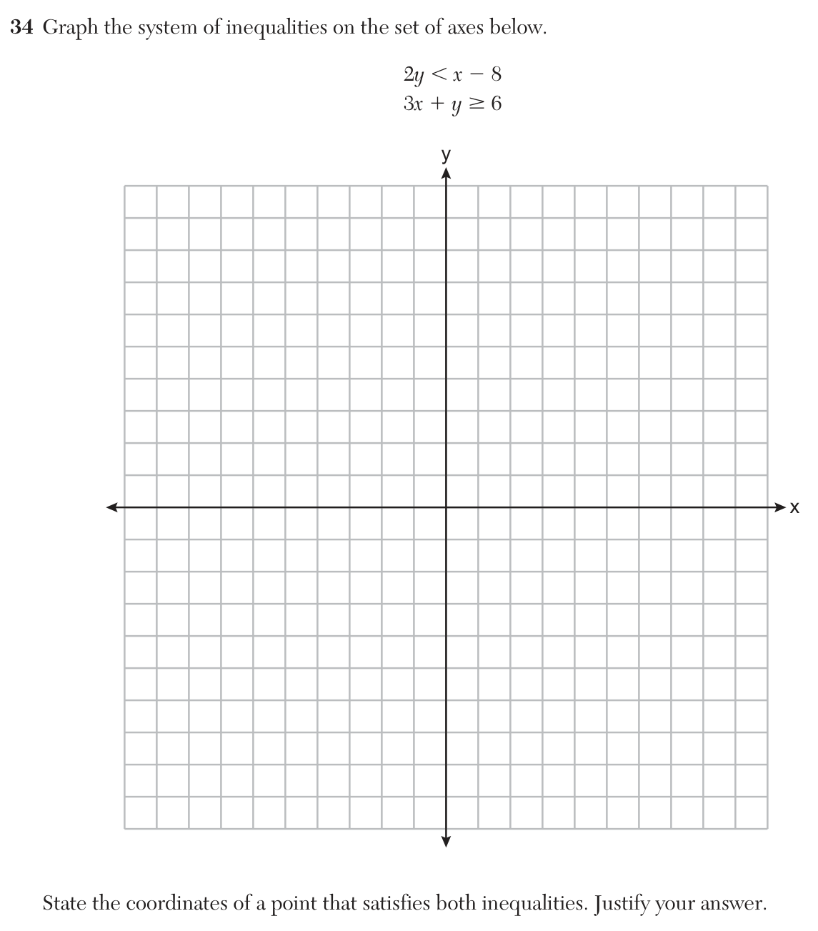 Original June 2026 Algebra I Regents question 34, exam page 17