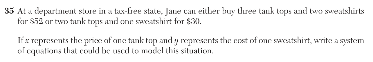 Original June 2026 Algebra I Regents question 35, exam page 18