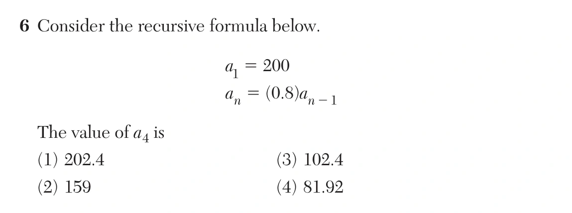 Original NYSED August 2026 Algebra II Regents question 6, exam page 3.