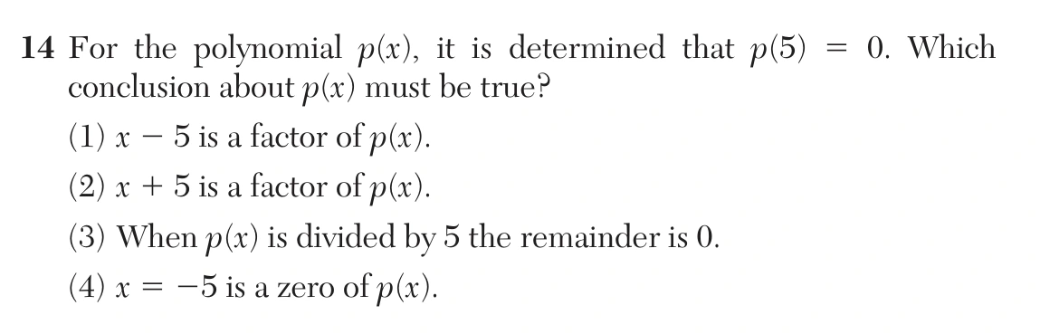Original NYSED August 2026 Algebra II Regents question 14, exam page 7.