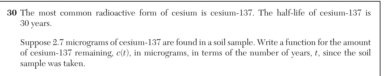 Original NYSED August 2026 Algebra II Regents question 30, exam page 16.