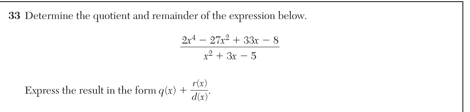 Original NYSED August 2026 Algebra II Regents question 33, exam page 19.
