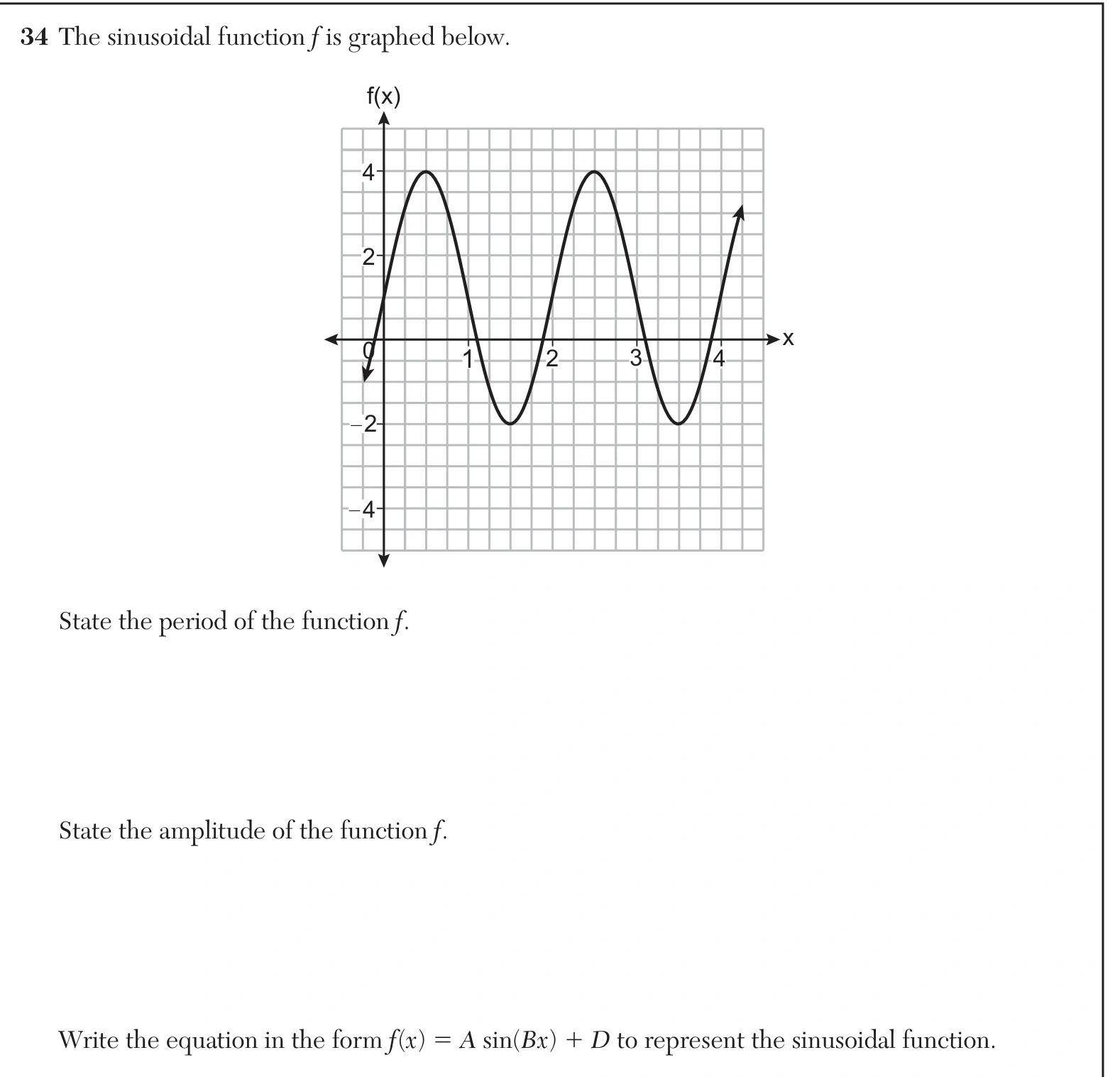 Original NYSED August 2026 Algebra II Regents question 34, exam page 20.