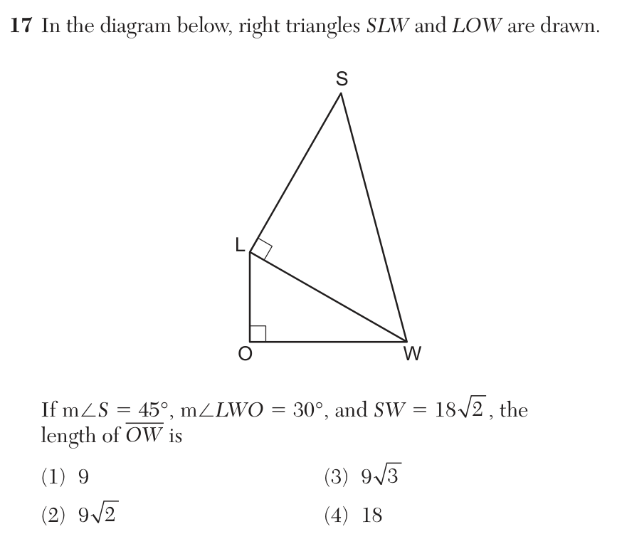 Original August 2026 Geometry Regents question 17, exam page 9