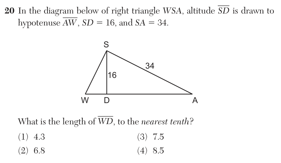 Original August 2026 Geometry Regents question 20, exam page 10