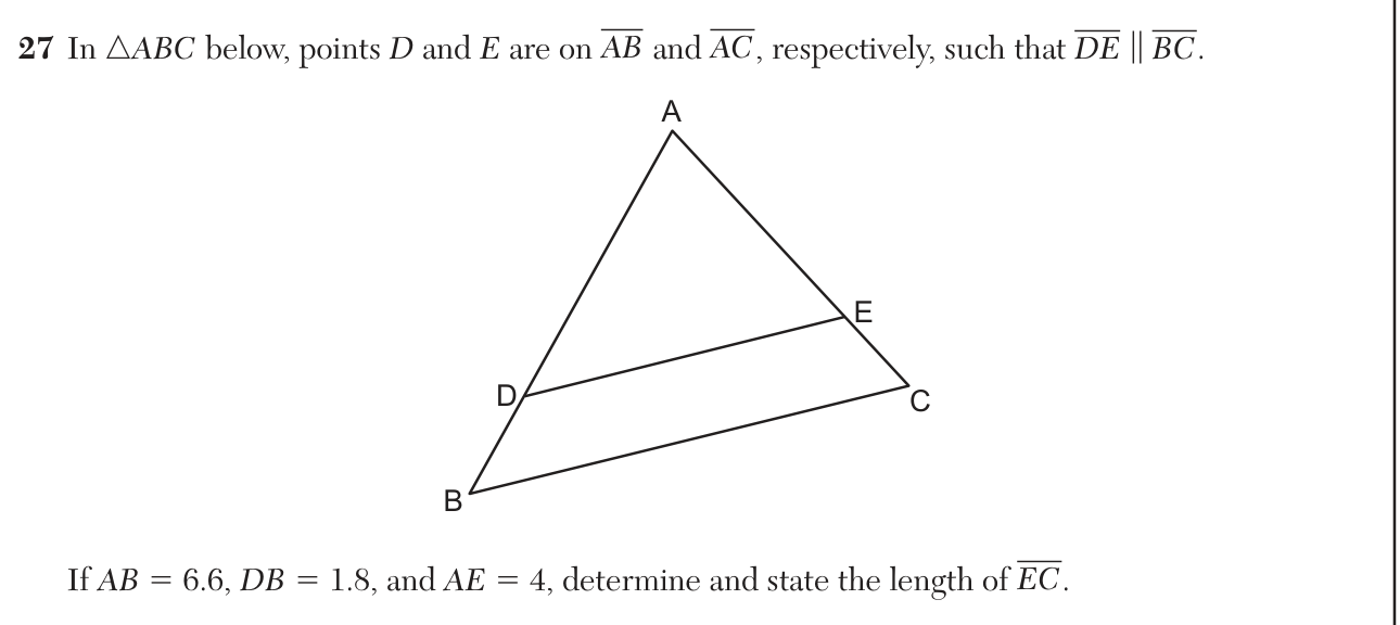 Original August 2026 Geometry Regents question 27, exam page 14