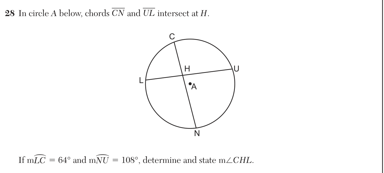 Original August 2026 Geometry Regents question 28, exam page 15