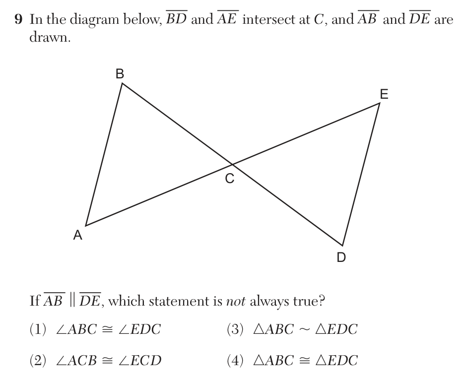 Original January 2026 Geometry Regents question 9, exam page 6