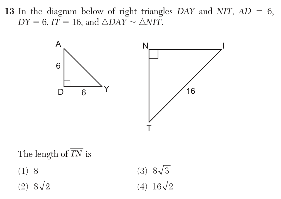 Original January 2026 Geometry Regents question 13, exam page 8