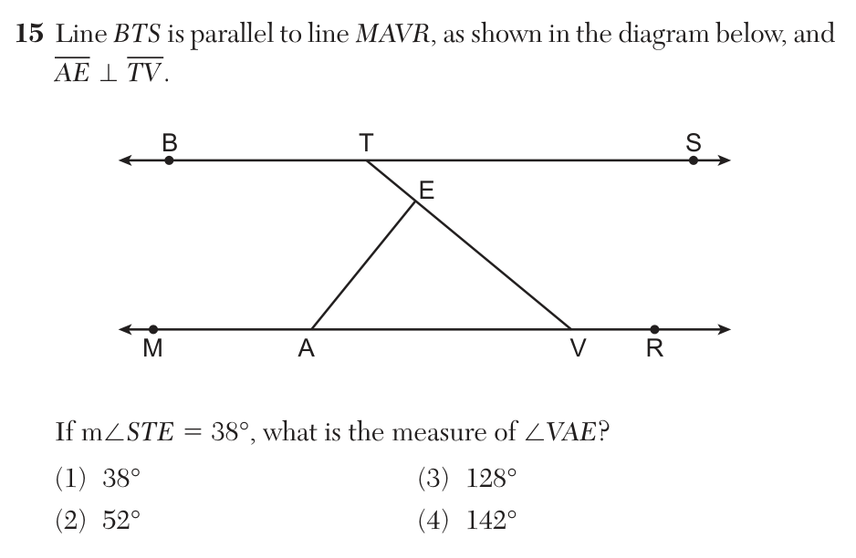 Original January 2026 Geometry Regents question 15, exam page 8