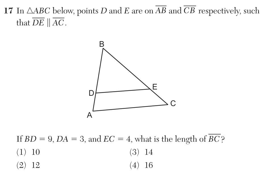 Original January 2026 Geometry Regents question 17, exam page 9