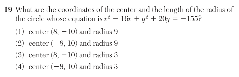 Original January 2026 Geometry Regents question 19, exam page 10