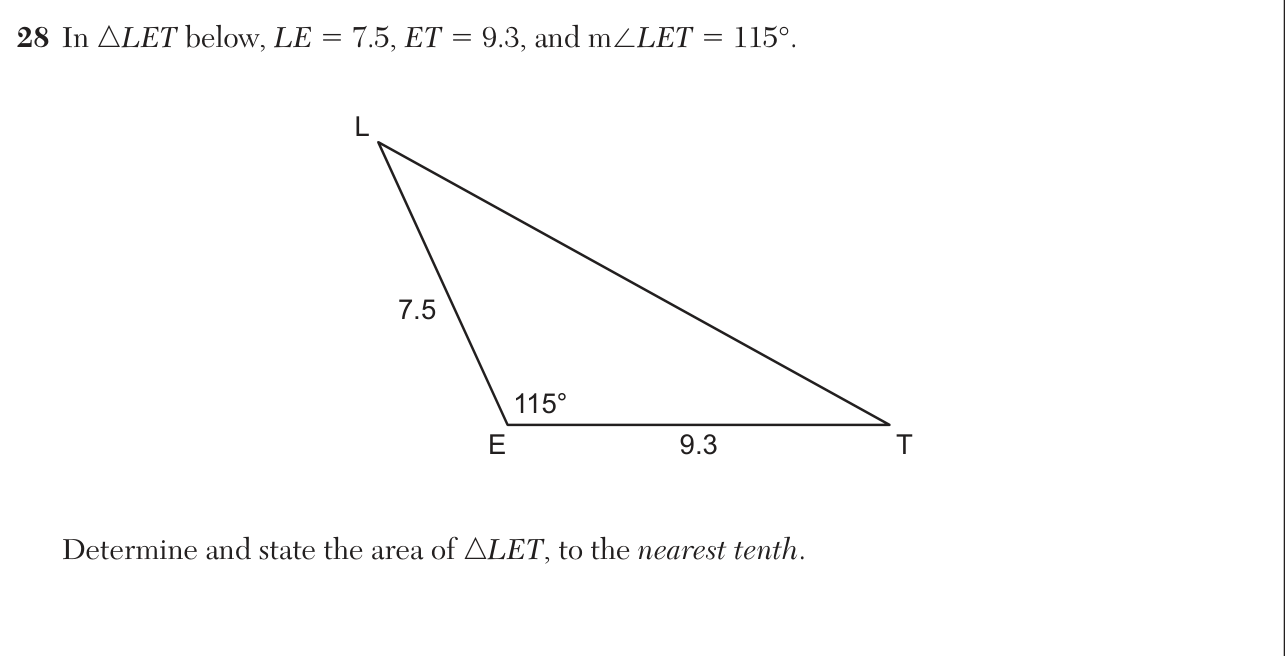 Original January 2026 Geometry Regents question 28, exam page 15