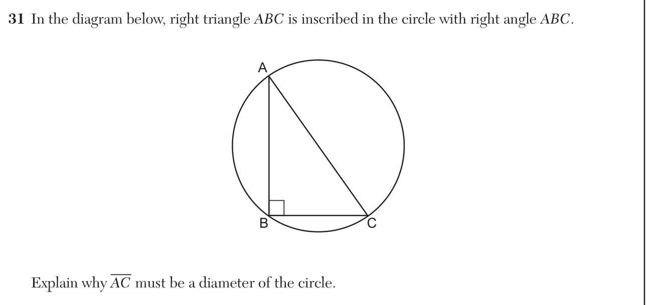 Original January 2026 Geometry Regents question 31, exam page 18