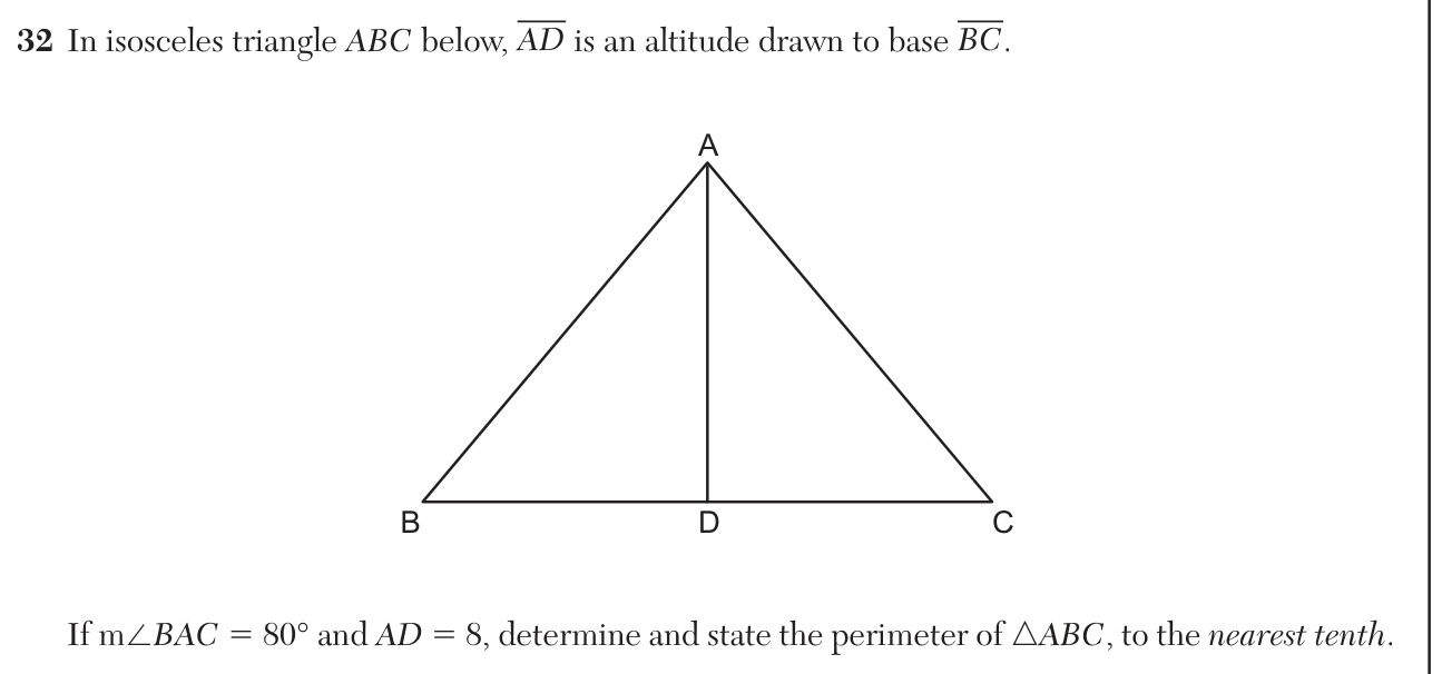 Original January 2026 Geometry Regents question 32, exam page 19