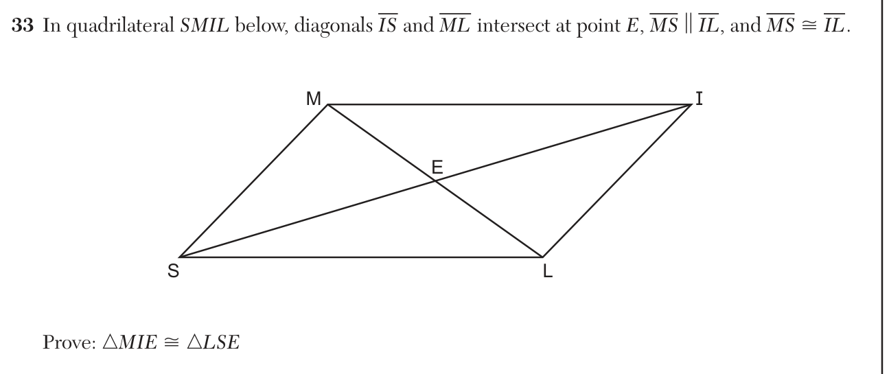 Original January 2026 Geometry Regents question 33, exam page 20