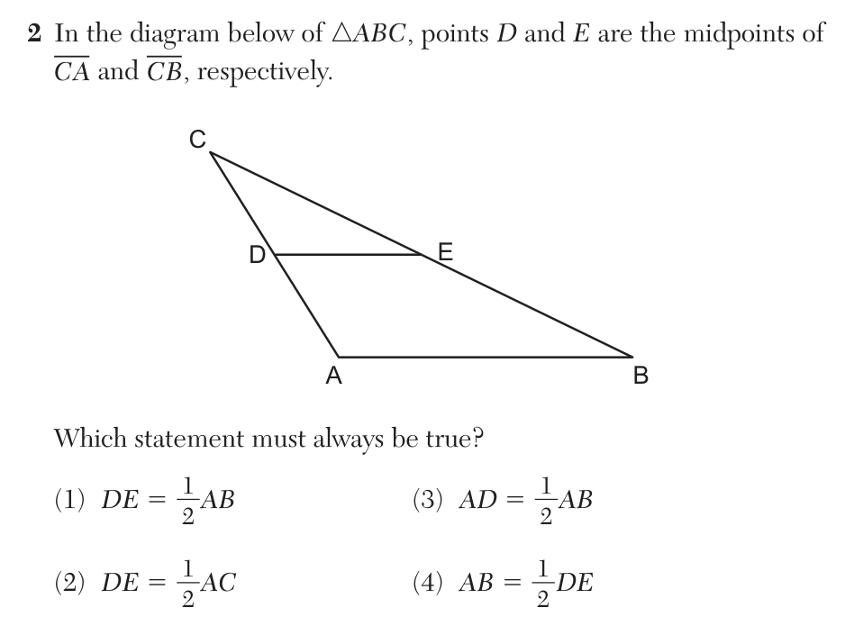 Original June 2026 Geometry Regents question 2, exam page 2