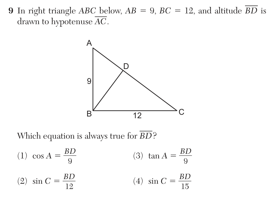 Original June 2026 Geometry Regents question 9, exam page 6
