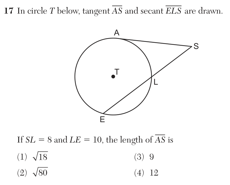 Original June 2026 Geometry Regents question 17, exam page 9