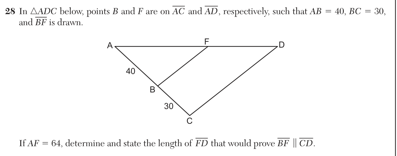 Original June 2026 Geometry Regents question 28, exam page 15